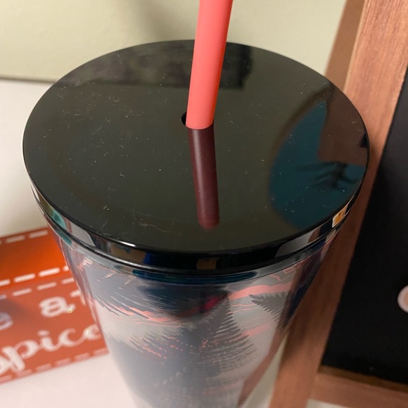 Starbucks NWT Blue & Maroon Forest scene 24oz Tumbler - Picture 2 of 3